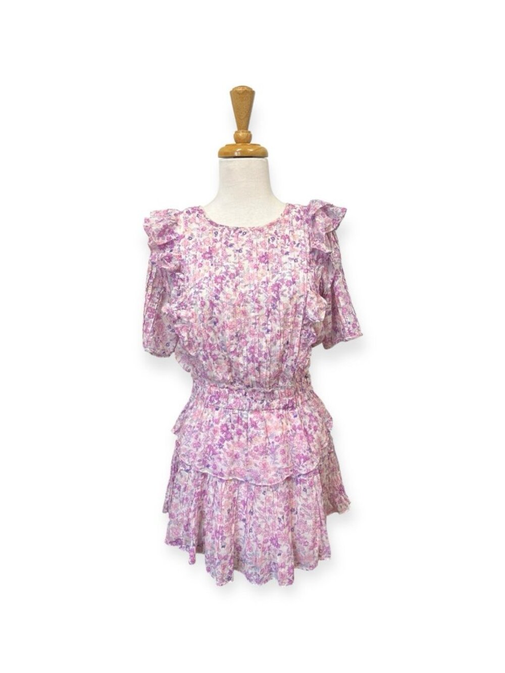 LoveShackFancy Natasha Floral Mini Dress Size S Small Pink Purple